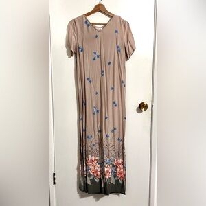 Kathie Lee Collection Beige Dress with Blue Floral Accents